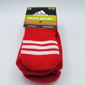 MENS ADIDAS 2 PAIR OTC MULTI SPORT SOCCER ROYAL RED WHITE STRIPE SIZE M